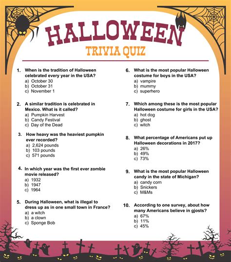 Halloween Trivia Game Printable